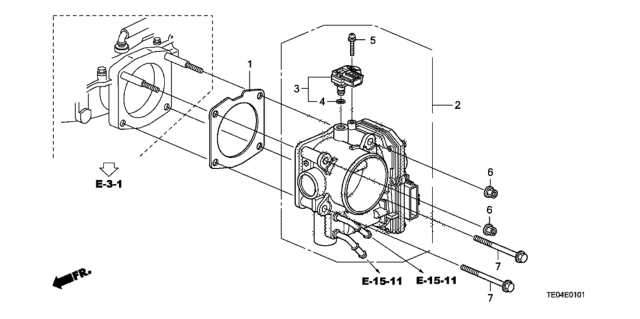 2011 Honda Accord Throttle Body (V6) Diagram