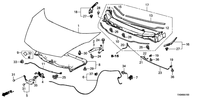 2013 Honda Fit EV Engine Hood Diagram