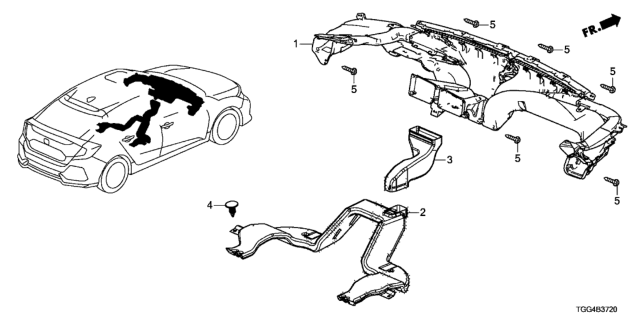 2017 Honda Civic Duct Assy., RR. Heater Diagram for 83331-TET-H00