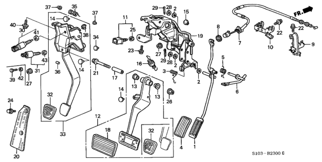 1999 Honda CR-V 5 Door LX (2WD) KA 4AT Pedal Diagram
