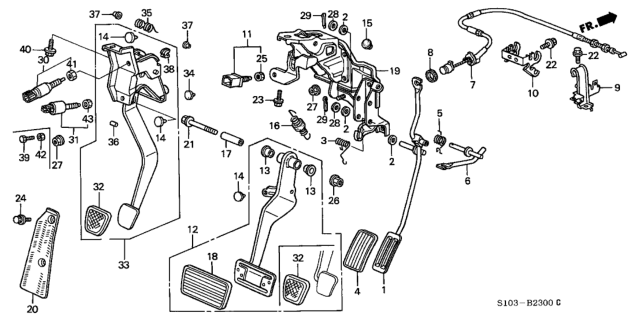 1997 Honda CR-V Cover, Pedal (AT) Diagram for 46545-S30-981