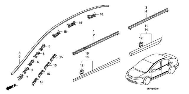 2010 Honda Civic Molding Diagram