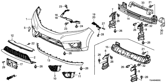 2017 Honda Fit Lip Spoiler, Front Bu Diagram for 71110-T5R-A10