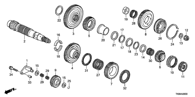 2012 Honda Odyssey 5 Door LX KA 5AT AT Countershaft (5AT) Diagram