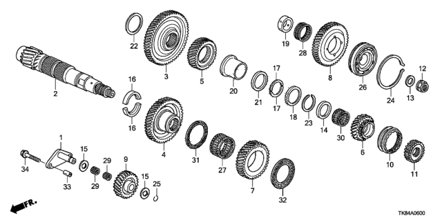 2013 Honda Odyssey Gear, Countershaft Fifth Diagram for 23491-RWE-000