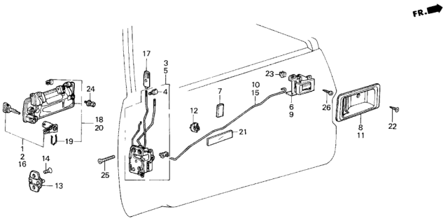 1986 Honda Civic Handle Assy., R. Inside *YR89L* Lock (PALMY BROWN) Diagram for 75510-SB4-004ZG