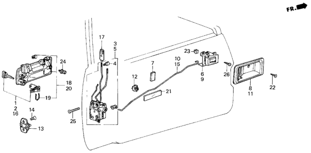 1986 Honda Civic Lock Assembly, Left Front Door Diagram for 75450-SB4-662