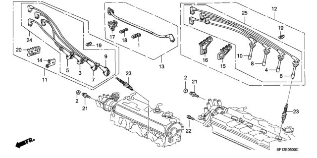 1989 Honda Prelude Clamp, Ignition Wire Diagram for 32777-PA1-020