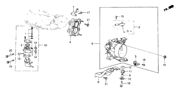 1985 Honda CRX Body Assembly, Throttle Diagram for 16400-PE7-662