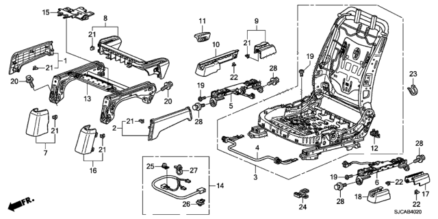 2014 Honda Ridgeline Front Seat Components (Passenger Side) Diagram