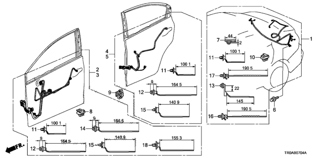 2013 Honda Civic Wire Harness, R. RR. Door Diagram for 32753-TR0-A00