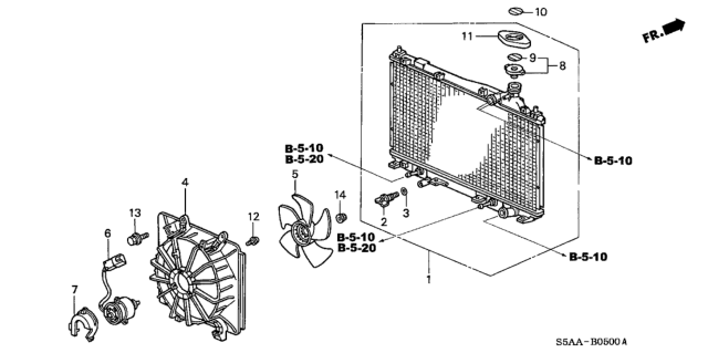 2004 Honda Civic Radiator (Denso) Diagram