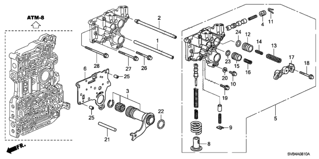 2010 Honda Civic 2 Door EX-L (NAVIGATION) KA 5AT AT Regulator Body Diagram