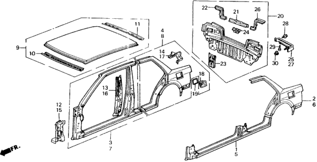 1990 Honda Civic Panel Set, R. RR. (Outer) Diagram for 04636-SH1-A50ZZ