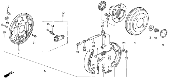 1990 Honda Accord 2 Door EX KA 5MT Rear Brake (Drum) Diagram