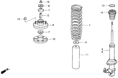 1993 Honda Del Sol Shock Absorber Assembly, Right Front Diagram for 51601-SR2-J21