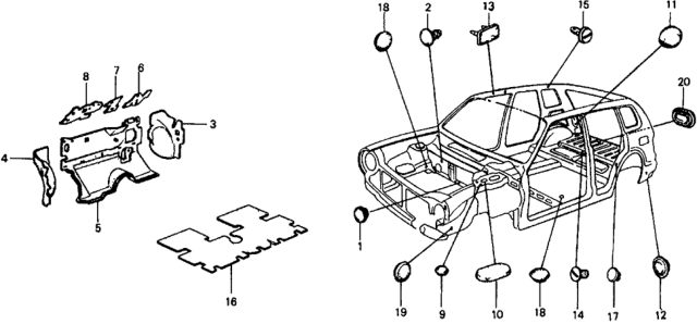 1979 Honda Civic Insulator - Grommet Diagram