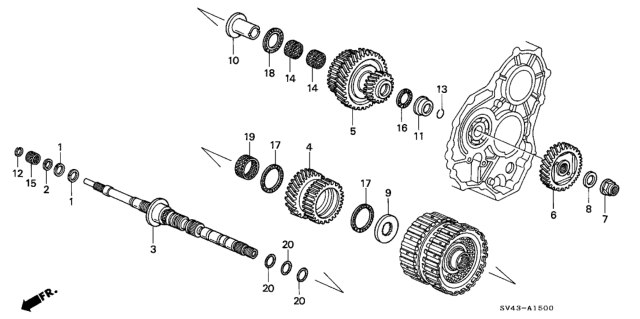 1996 Honda Accord Mainshaft Diagram for 23210-P0Z-000