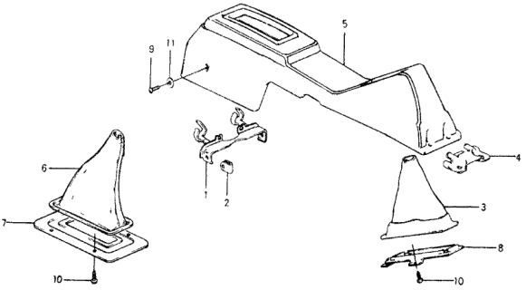 1978 Honda Accord Console, Center *R16L* (DARK WINE RED) Diagram for 77701-671-981ZD