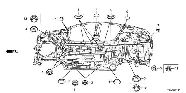 2018 Honda Civic Grommet (Lower) Diagram