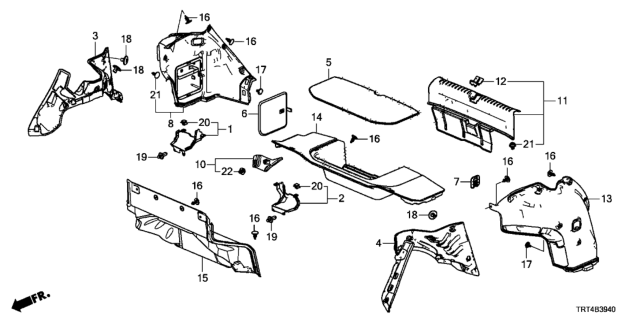 2019 Honda Clarity Fuel Cell Ins L, RR. Diagram for 74691-TRT-A00