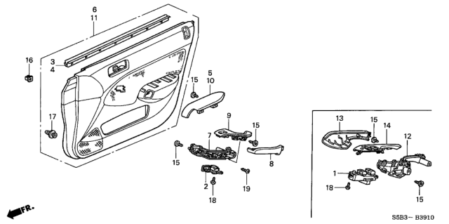 2004 Honda Civic Armrest Assembly, Left Front Door (Ivory) Diagram for 83555-S5B-J01ZA