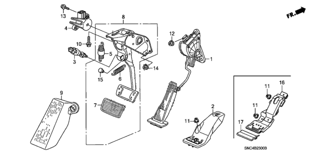 2010 Honda Civic Sensor, Brake Pedal Stroke Diagram for 46150-TR2-A01