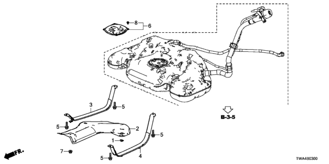 2020 Honda Accord Hybrid Band, Driver Side Diagram for 17522-TWA-A00