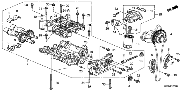 2008 Honda CR-V 5 Door EX-L (2WD NAVIGATION) KA 5AT Oil Pump Diagram