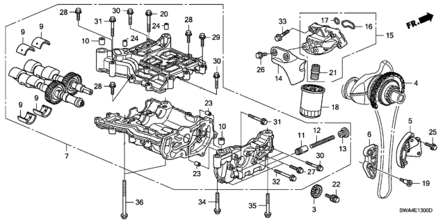 2009 Honda CR-V Cover, Oil Filter Diagram for 15302-RZA-004