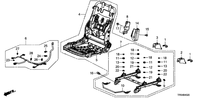 2012 Honda Civic 4 Door GX KA 5AT Front Seat Components (Passenger Side) Diagram