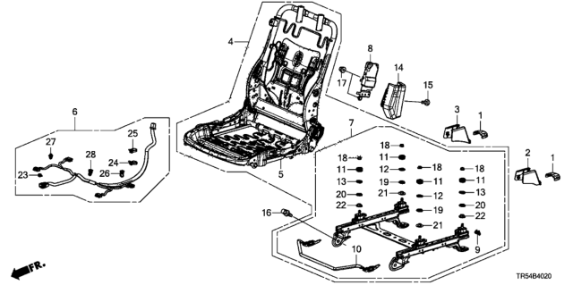 2012 Honda Civic Front Seat Components (Passenger Side) Diagram