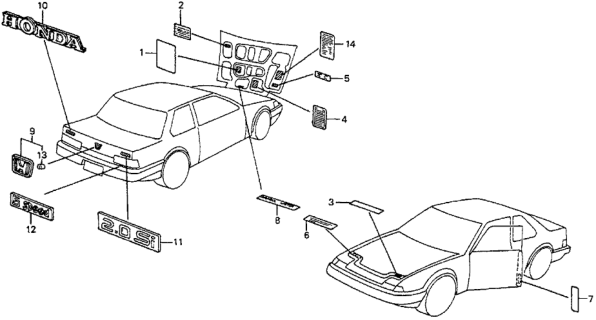 1986 Honda Prelude Emblems Diagram