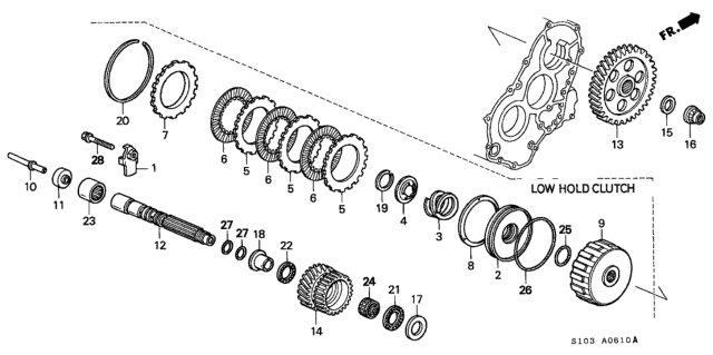 2000 Honda CR-V 5 Door LX (4WD) KA 4AT AT Sub Shaft Diagram