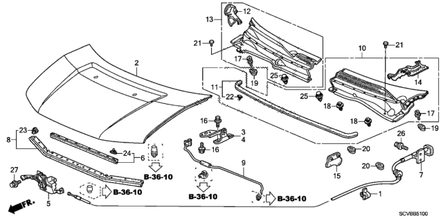 2011 Honda Element Engine Hood Diagram