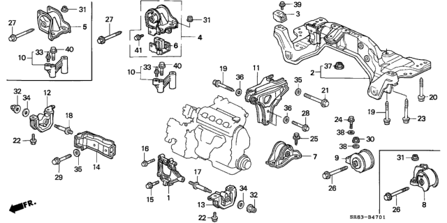 1995 Honda Civic AT Engine Mount Diagram