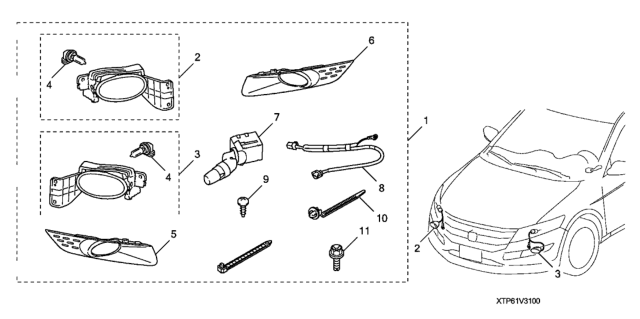 2012 Honda Crosstour Foglight Unit, Passenger Side (Coo) Diagram for 33901-TP6-306