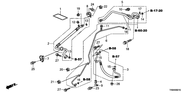 2011 Honda Odyssey A/C Hoses - Pipes Diagram