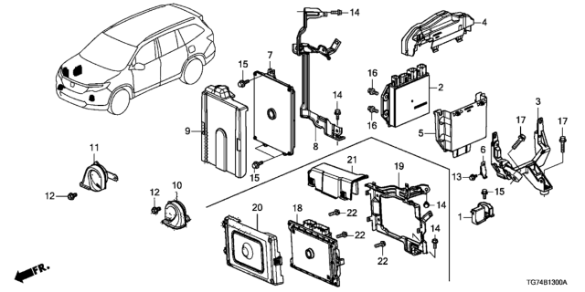 2019 Honda Pilot CONTROL MODULE, POWERTRAIN (REWRITABLE) Diagram for 37820-RLV-A93