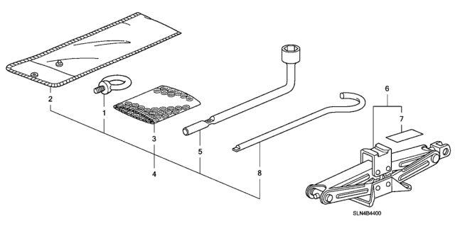 2007 Honda Fit 5 Door BASE KA 5MT Tools - Jack Diagram