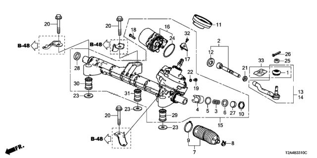 2013 Honda Accord Box, Power Steering Gear Diagram for 53601-T2A-A04