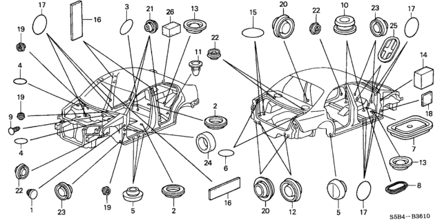 2004 Honda Civic Grommet Diagram