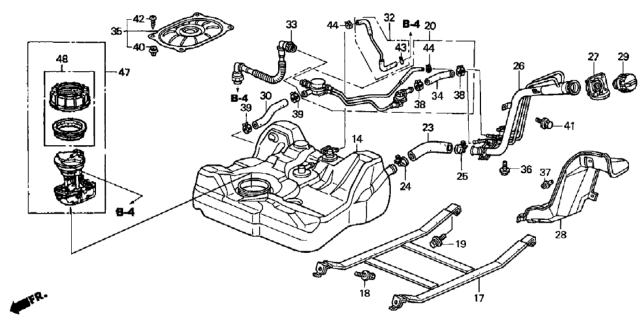 2002 Honda Civic 4 Door LX (SIDE SRS) KA 5MT Fuel Tank Diagram
