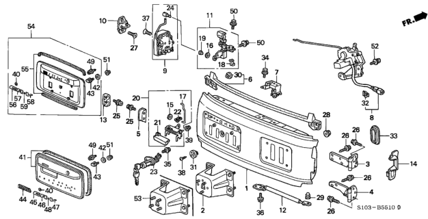 1997 Honda CR-V Lower Tailgate Diagram