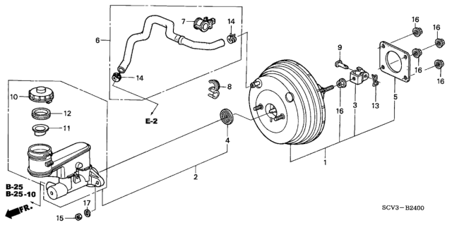 2004 Honda Element Brake Master Cylinder  - Master Power Diagram