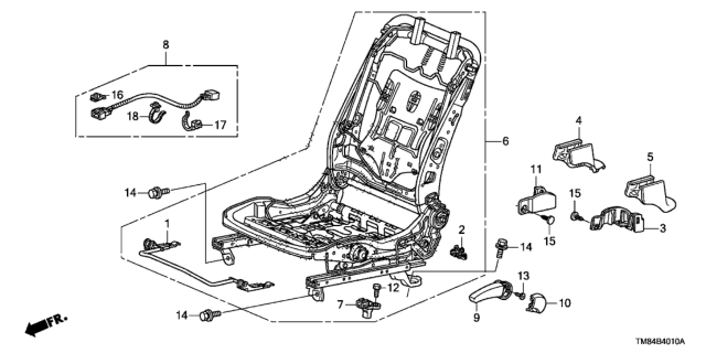 2010 Honda Insight Front Seat Components (Driver Side) Diagram