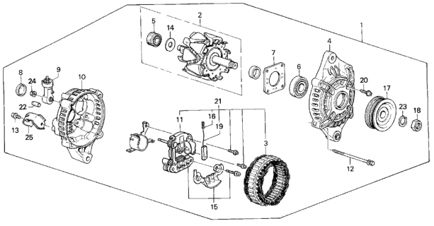 1991 Honda Civic 3 Door STD KL 4MT Alternator (Mitsubishi) Diagram