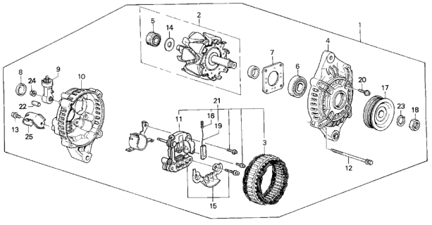 1989 Honda Civic Alternator Assembly (Ahga03) (Mitsubishi) Diagram for 31100-PM5-A05