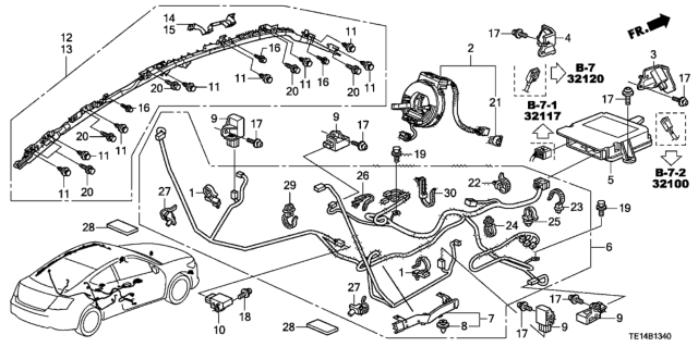 2012 Honda Accord Wire Harn SRS Flo Diagram for 77962-TE1-A11