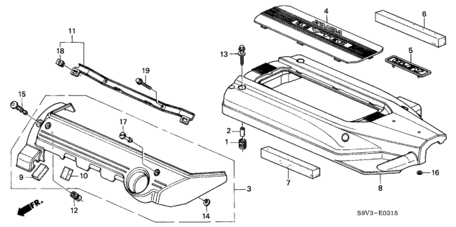 2003 Honda Pilot Stay Assy., In. Manifold Cover Diagram for 17147-P8E-A20